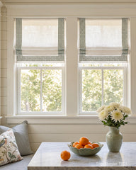 Custom Roman Shade with Trim Cordless