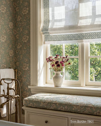 Custom Roman Shade with Trim Cordless