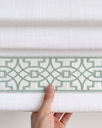 Custom Roman Shade with Trim Cordless