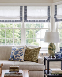 Custom Roman Shade with Trim Motorized