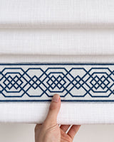 Custom Roman Shade with Trim Motorized