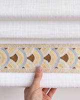 Custom Roman Shade with Trim Valance Motorized