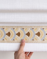 Custom Roman Shade with Trim Valance Motorized