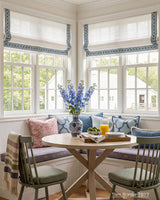 Custom Roman Shade with Trim Valance Cordless