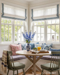 Custom Roman Shade with Trim Valance Cordless