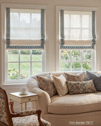 Custom Roman Shade with Trim Valance Cordless