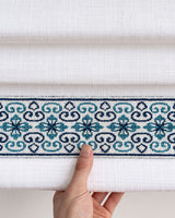 Custom Roman Shade with Trim Valance Cordless