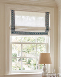 Custom Roman Shade with Trim Valance Cordless