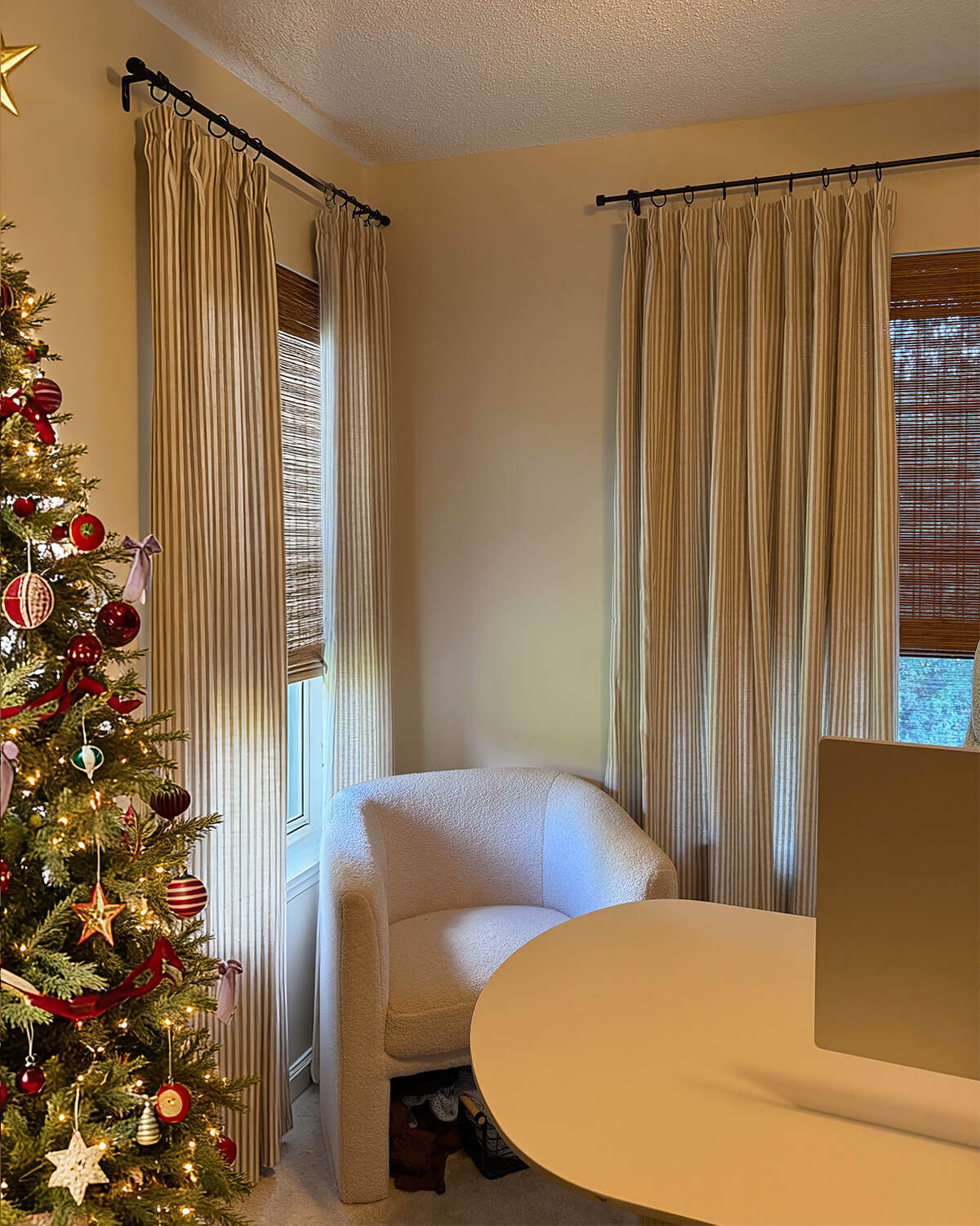 Linen Stripe Curtains – Pinch Pleat Light Filtering with Optional Blackout (Zaria)
