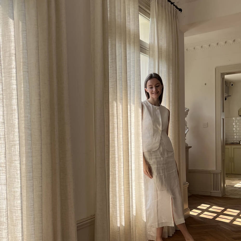 Jamila Linen Pleated Curtain