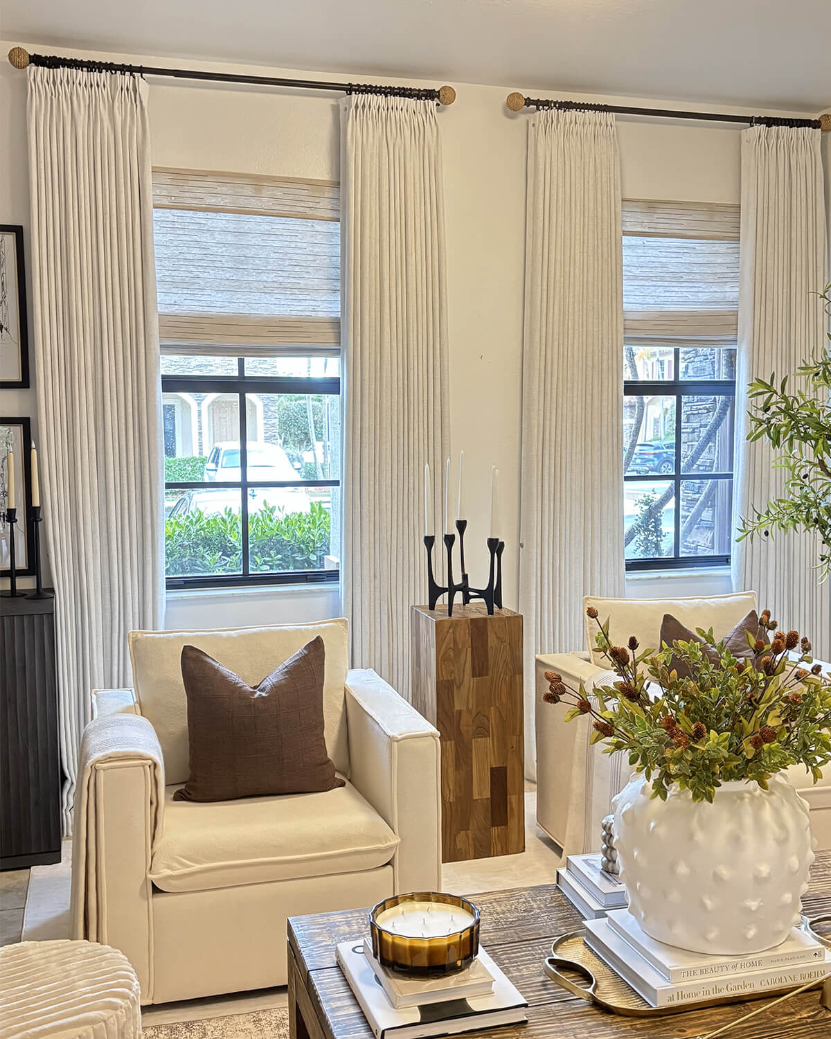 Subtle Woven Diamond Curtains | Blackout & Light Filtering Linen Blend for Peaceful Bedrooms & Living Room (Alma)
